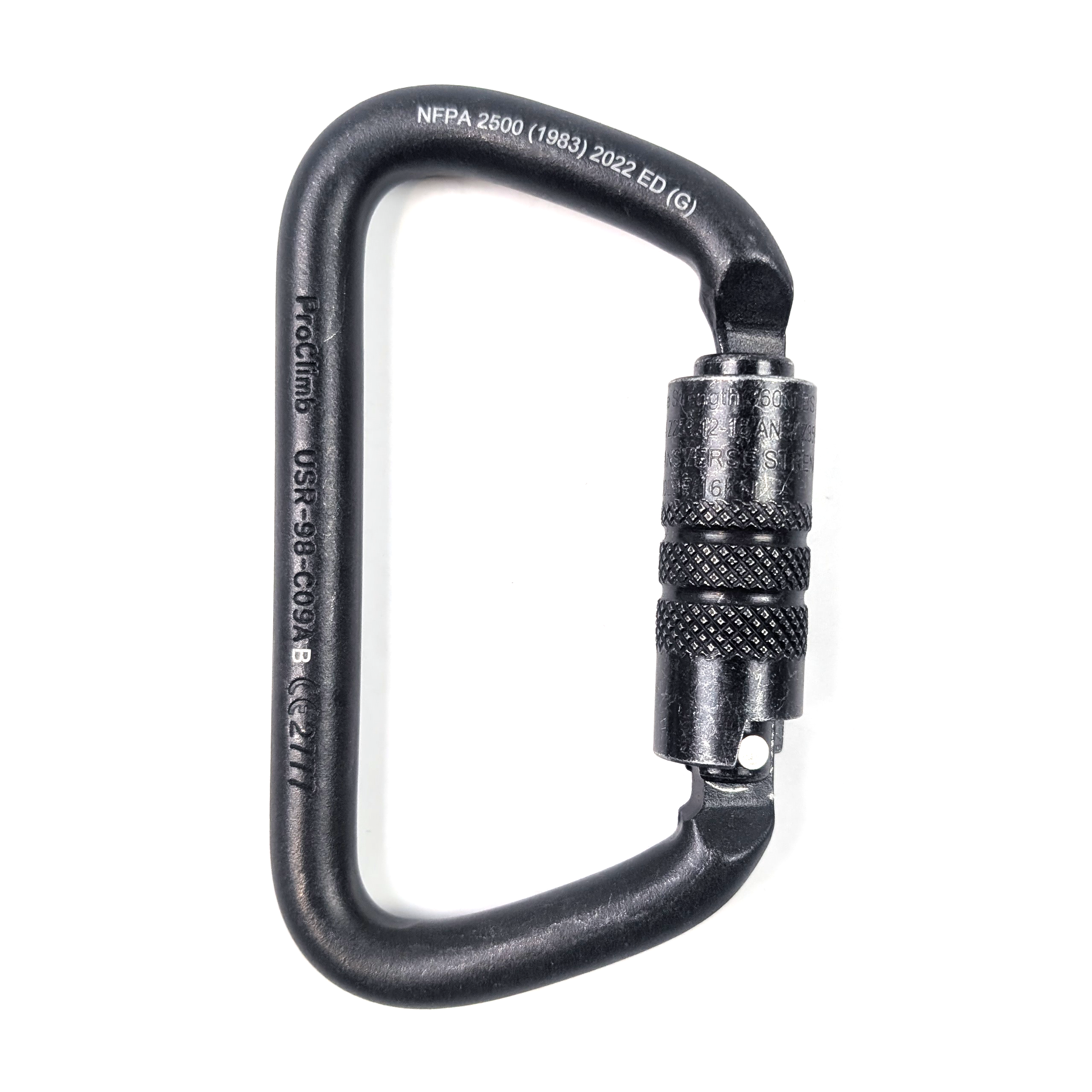 ProClimb NFPA Large D Carabiner, Twist‑Lock, Black​ – U.S. Rigging