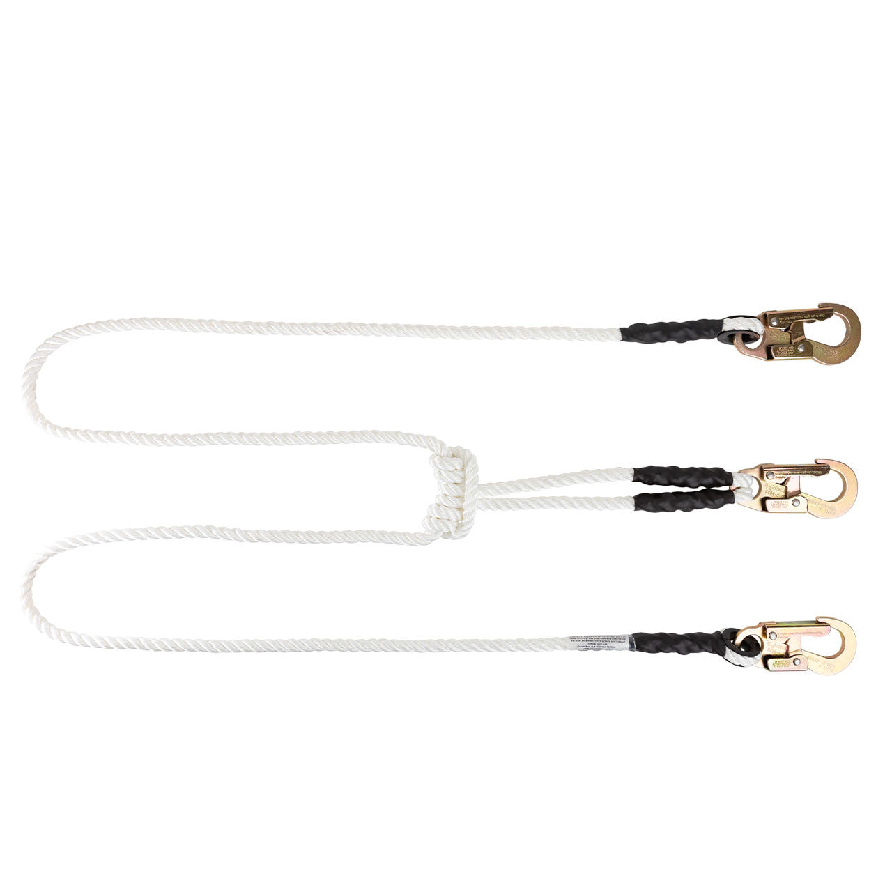 1/2 inch 2-in-1 arborist lanyard with integrated prusik runner and ANSI certified snap hooks, 10-foot professional positioning rope for tree climbing and rigging by Pelican Rope.
