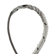 Premium 1/2" hand-spliced wire-to-rope halyard, stainless steel & low-stretch Dacron, black tracer, ready-to-install, durable marine use.