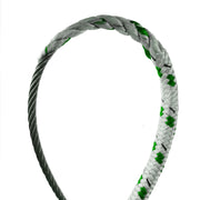 Premium 1/2" hand-spliced wire-to-rope halyard, stainless steel & low-stretch Dacron, Green tracer, ready-to-install, durable marine use.