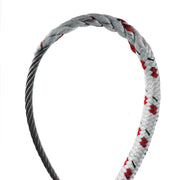 Premium 1/2" hand-spliced wire-to-rope halyard, stainless steel & low-stretch Dacron, Red tracer, ready-to-install, durable marine use.