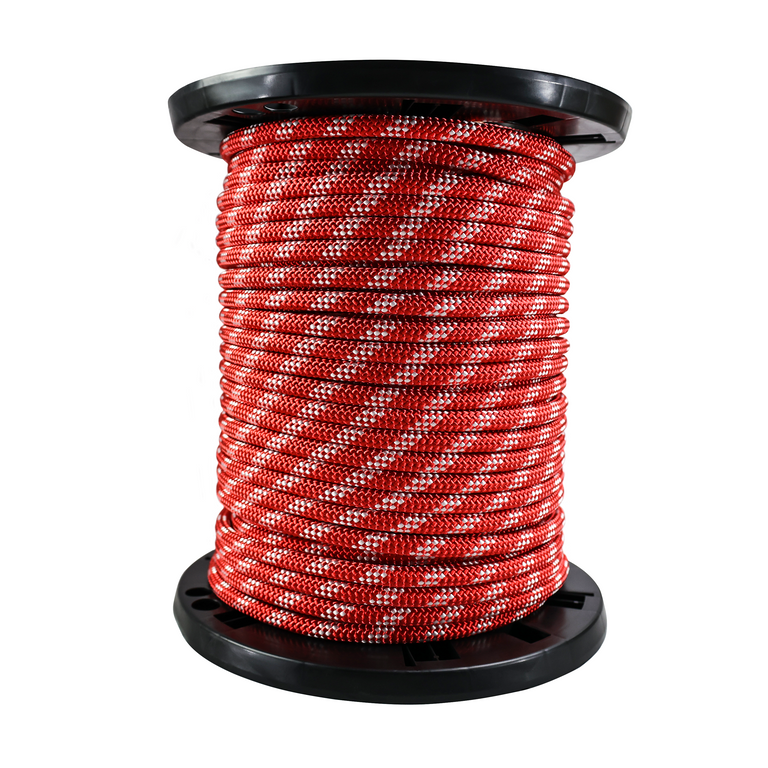 Pelican Rope Static Master Kernmantle Rappelling Rope 600 ft - 7/16" Professional Climbing & Rescue Rope, Red/White