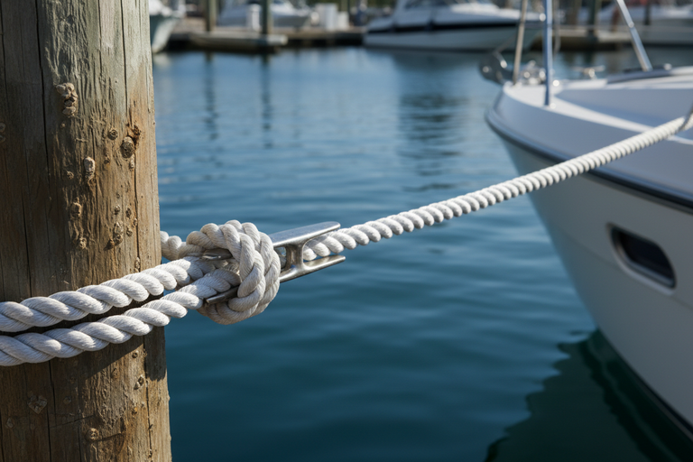 3 Strand Polyester Rope used as dock line for mooring