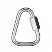 DuraBrite premium 304 stainless steel delta link, triangular quick-link connector for chain, rope, and rigging in marine and industrial use.