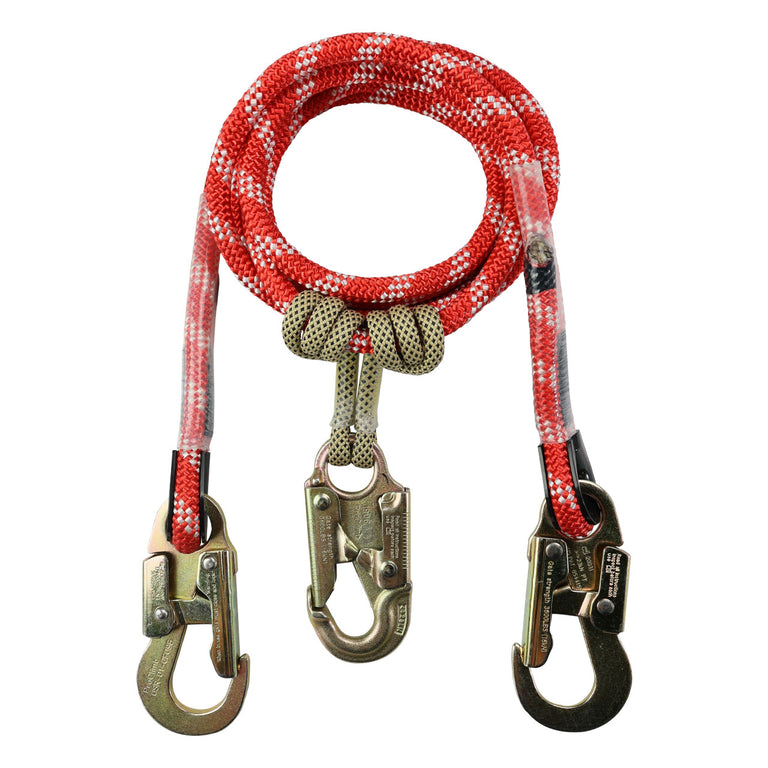 Red-3 Arborist Positioning Lanyard with Prusik - Triple-Headed Tree Climbing Safety System