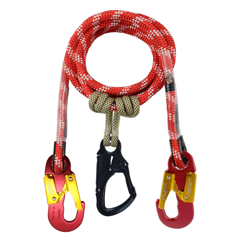 Red-3 Arborist Positioning Lanyard with Prusik - Triple-Headed Tree Climbing Safety System