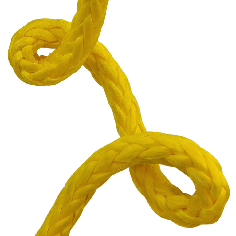 K-12 KevlarÂ® 12-Strand Single Braid Rope - Steel Wire Replacement, 930Â°F Melting Point, High Strength Synthetic (Yellow)