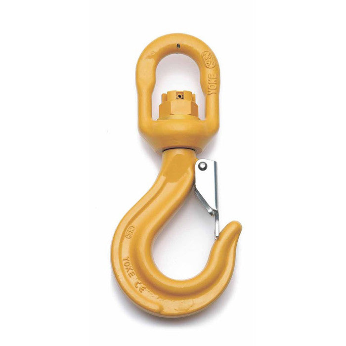 8 Ton Grade 80 Eye Swivel Hook with Latch - YOKE Wide Throat Rigging Hook - 5/8"