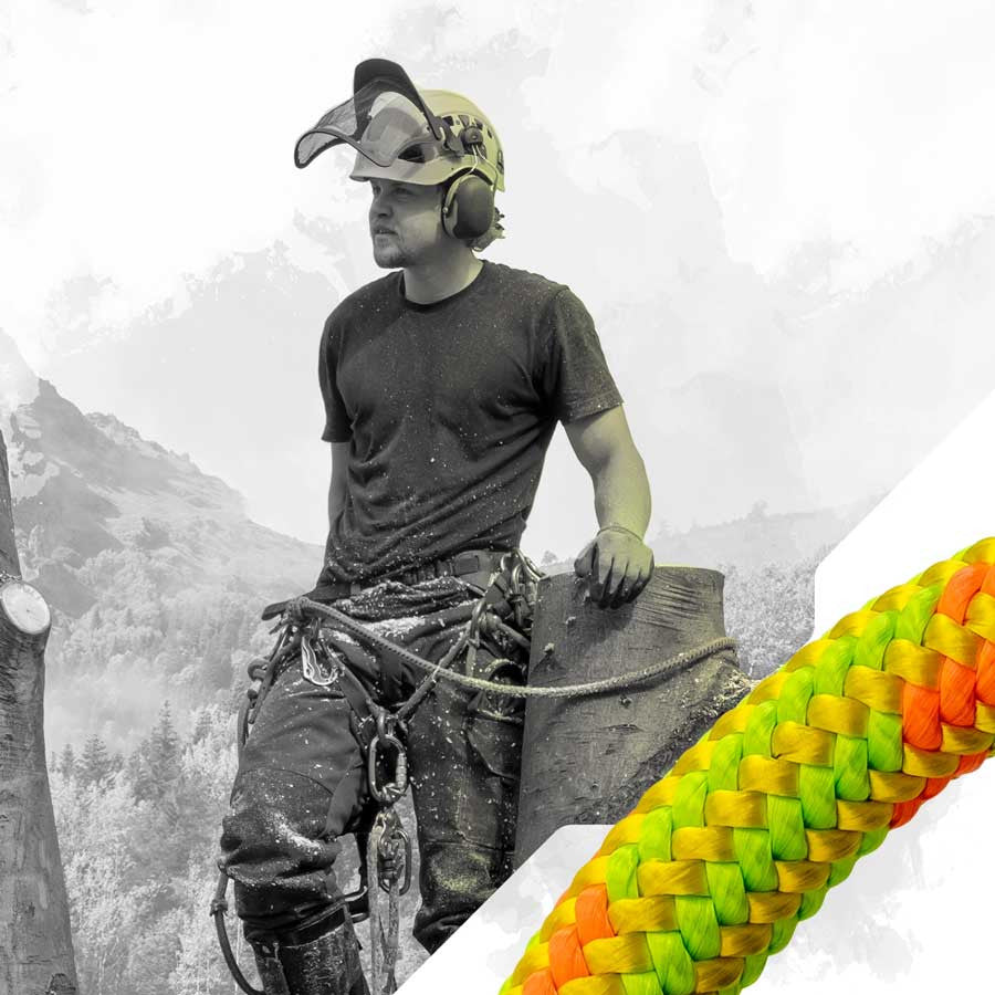 Clearance - Arborist-PRO 11.8mm Professional Climbing Rope - 7,000 lbs Tensile Strength - 24-Strand Hand-Spliced - Viper Yellow/Red - Made in USA