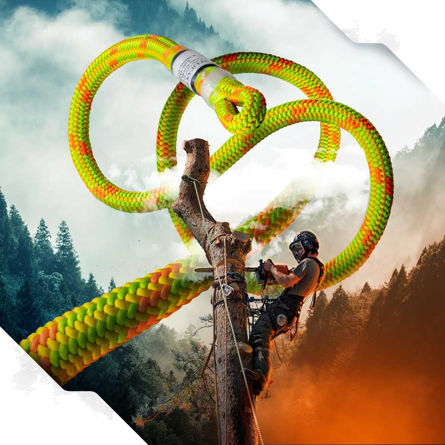 Clearance - Arborist-PRO 11.8mm Professional Climbing Rope - 7,000 lbs Tensile Strength - 24-Strand Hand-Spliced - Viper Yellow/Red - Made in USA