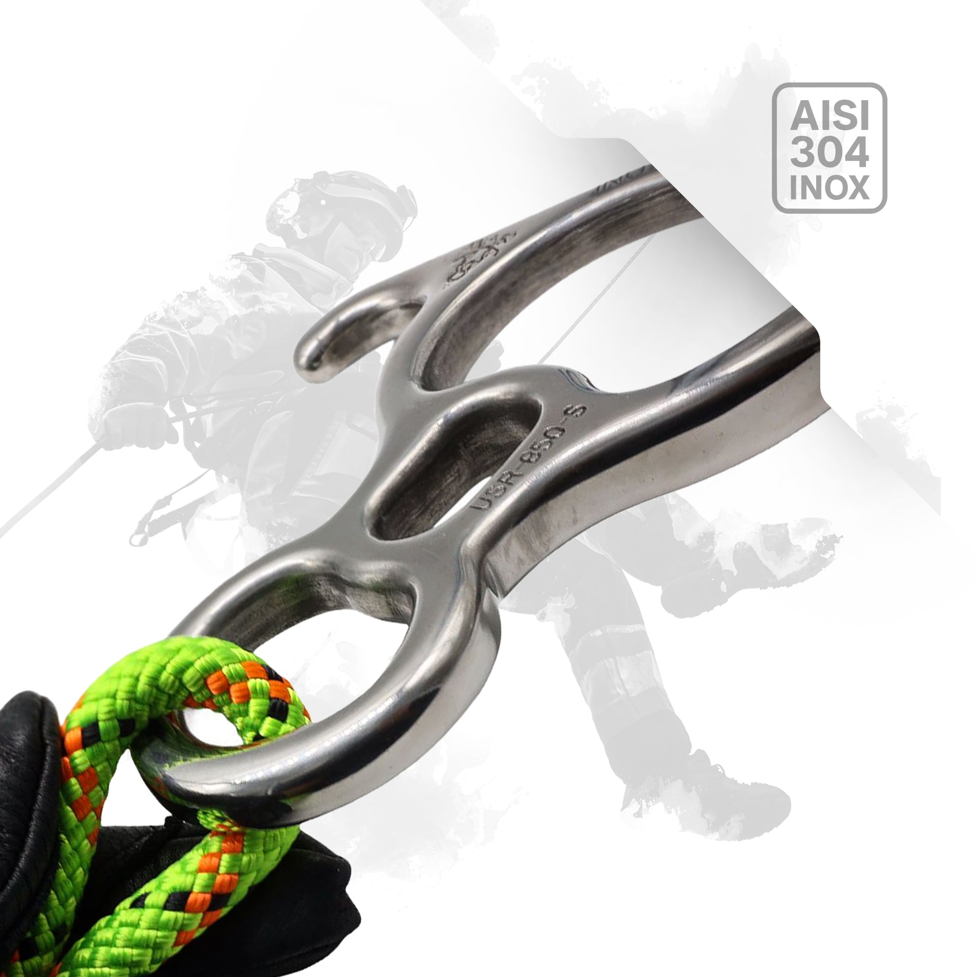 Big Rescue Figure 8 Descender - Premium Stainless Steel - Bent-Ears Design - 50kN (11,240 lb) MBS