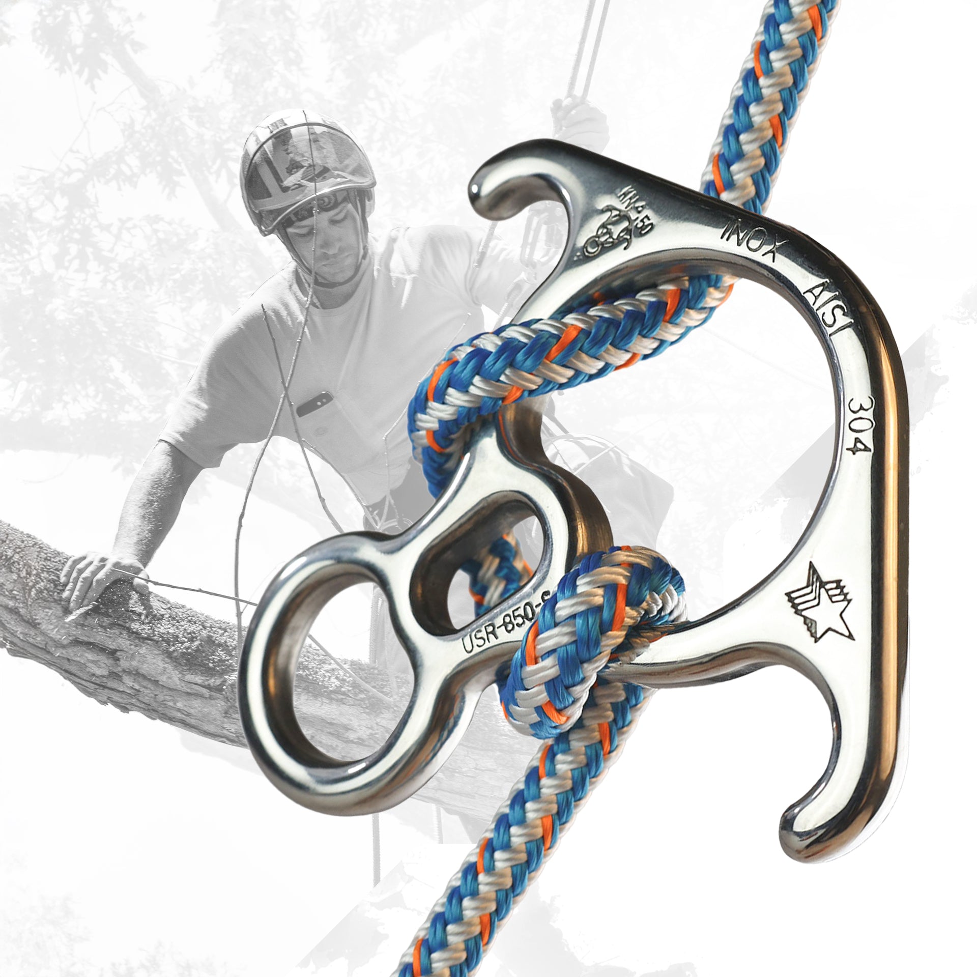 Big Rescue Figure 8 Descender - Premium Stainless Steel - Bent-Ears Design - 50kN (11,240 lb) MBS