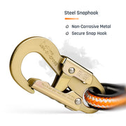 ProClimb Arborist Positioning Lanyard by Pelican Rope - 1/2 in x 8, 10 or 12 ft Polyester Rope with Aluminum or Steel Snap Hook and Copper Head Carabiner - Adjustable