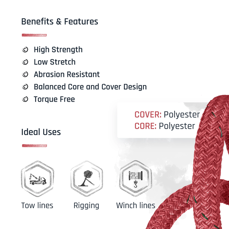 The Ape Tree Rigging Ropes - Double Braid Polyester - Breaking Strengths from 11,000 to 40,000 lbs - Professional Arborist Bull Rope with Super Low Stretch