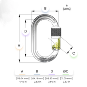ProClimb I-Beamer Triple Lock Oval Carabiner, 27kN MBS, 23mm Gate, 3.4oz, Hot Forged Aluminum, I-Beam Design, Optimal for Pulleys and Ascenders