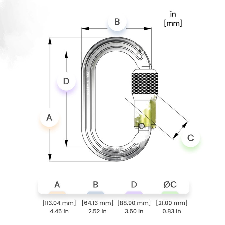 ProClimb I-Beamer NFPA Triple Lock Oval Carabiner - 27kN Strength - Professional Grade Aluminum