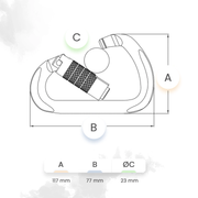 ProClimb I-Beamer Mod D Triple Lock Carabiner, NFPA Certified, 27kN MBS, 23mm Gate, 3.4oz, Hot Forged Aluminum, I-Beam Design