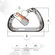 ProClimb Twist Lock I-Beamer Carabiner, 27kN MBS, 18mm Gate, 4.1oz, Aluminum Alloy, Hot Forged, I-Beam Design