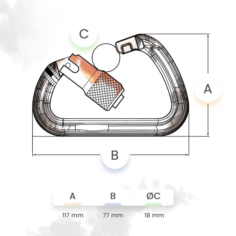 ProClimb I-Beamer Twist Lock Carabiner - 27kN MBS, NFPA Certified, Modified D-Shape
