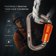 ProClimb Twist Lock I-Beamer Carabiner, 27kN MBS, 18mm Gate, 4.1oz, Aluminum Alloy, Hot Forged, I-Beam Design