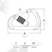 ProClimb I-Beamer Mod D Twist Lock Carabiner, NFPA Certified, 27kN MBS, Aluminum Alloy, 23mm Gate, 3.6oz, Hot Forged, I-Beam Design
