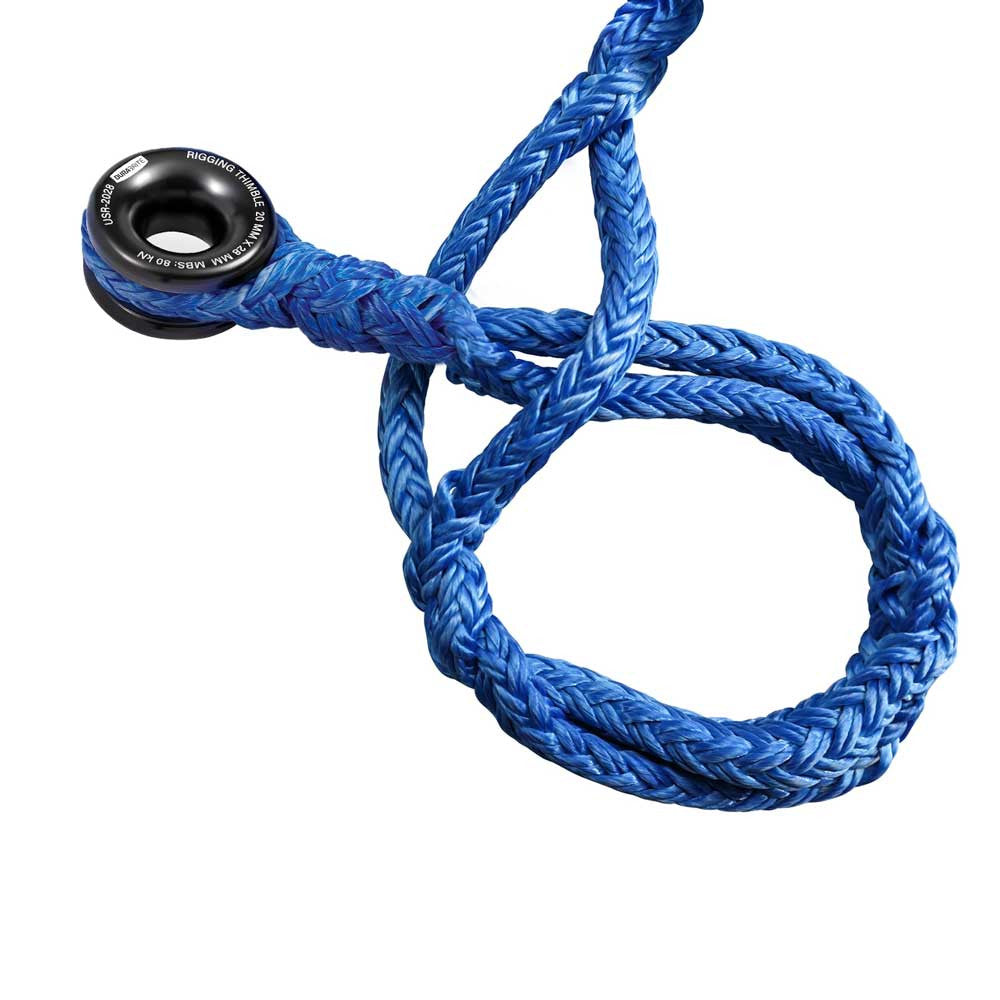 Pelican Rope 5/8" - 7 FT - Blue Adjustable Rigging Block Sling with Aluminum Ring - 14,800 LBS MBS / 1,480 LBS WLL, 12 Strand, Polyester, Arborist Sling, Tree Climbing Gear
