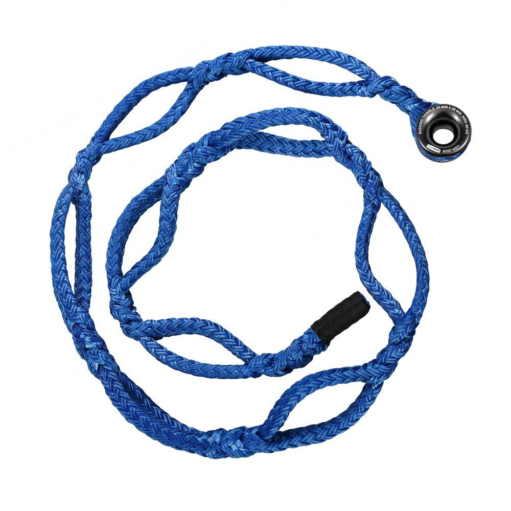 Pelican Rope 5/8" - 7 FT - Blue Adjustable Rigging Block Sling with Aluminum Ring - 14,800 LBS MBS / 1,480 LBS WLL, 12 Strand, Polyester, Arborist Sling, Tree Climbing Gear