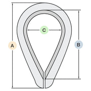 Zinc Plated Steel FF-T-276 B Type II Wire Rope Thimble drawing