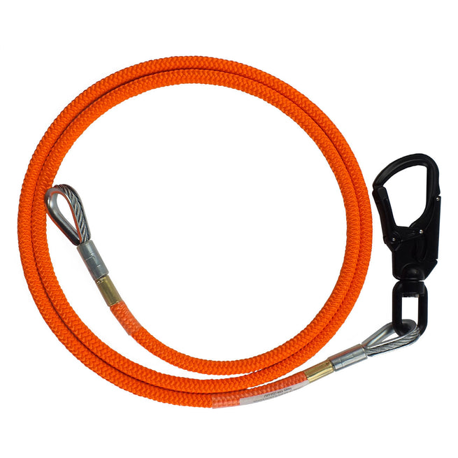 ProClimb 1/2" Wire Core Flip Line with Aluminum Swivel Eye - High-Visibility Orange