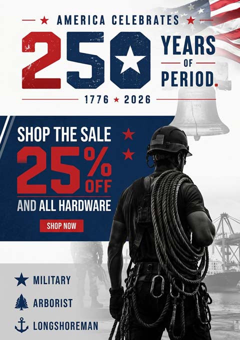 Mobile banner of a sale during this nations 250th anniversary. Displays a longshoreman. 