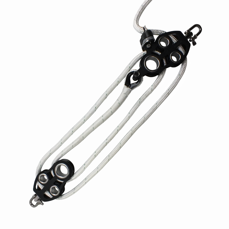 ProClimb Aluminum Fiddle Block Set - 50ft Double Braid Rope - 2:1 Mechanical Advantage - WLL 1,000 lbs