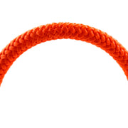 Heavy-duty orange braided safety lanyard featuring designed for climbing, arborist, and industrial fall protection applications.