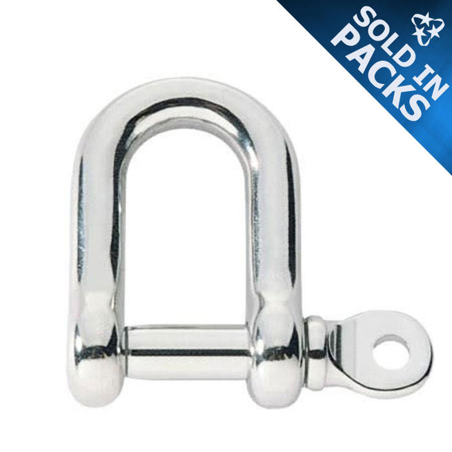 DuraBrite 316 Stainless Steel Standard D Shackles - Marine Grade Hardware (Sold in Packs)