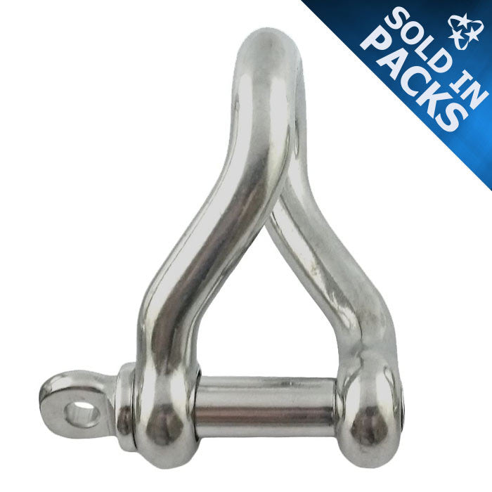 DuraBrite 316 Stainless Steel Twisted Shackles - Marine Grade Hardware (Sold in Packs)