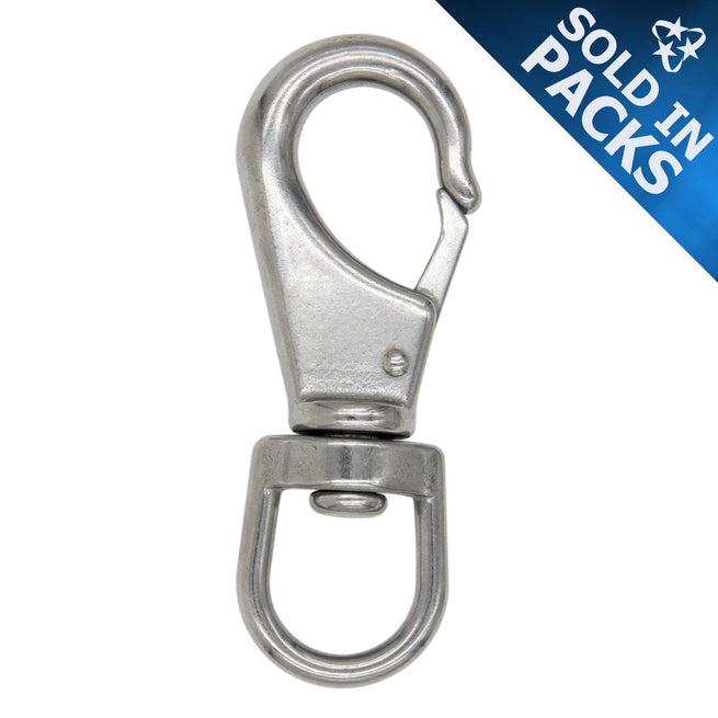 DuraBrite 316 Stainless Steel Swivel Eye Boat Snaps - Marine Grade Snap Hooks (Pack of 5) - Corrosion Resistant