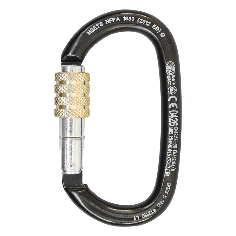 Kong Professional Screw Lock Oval Carabiner - 40kN Carbon Steel Climbing Hardware