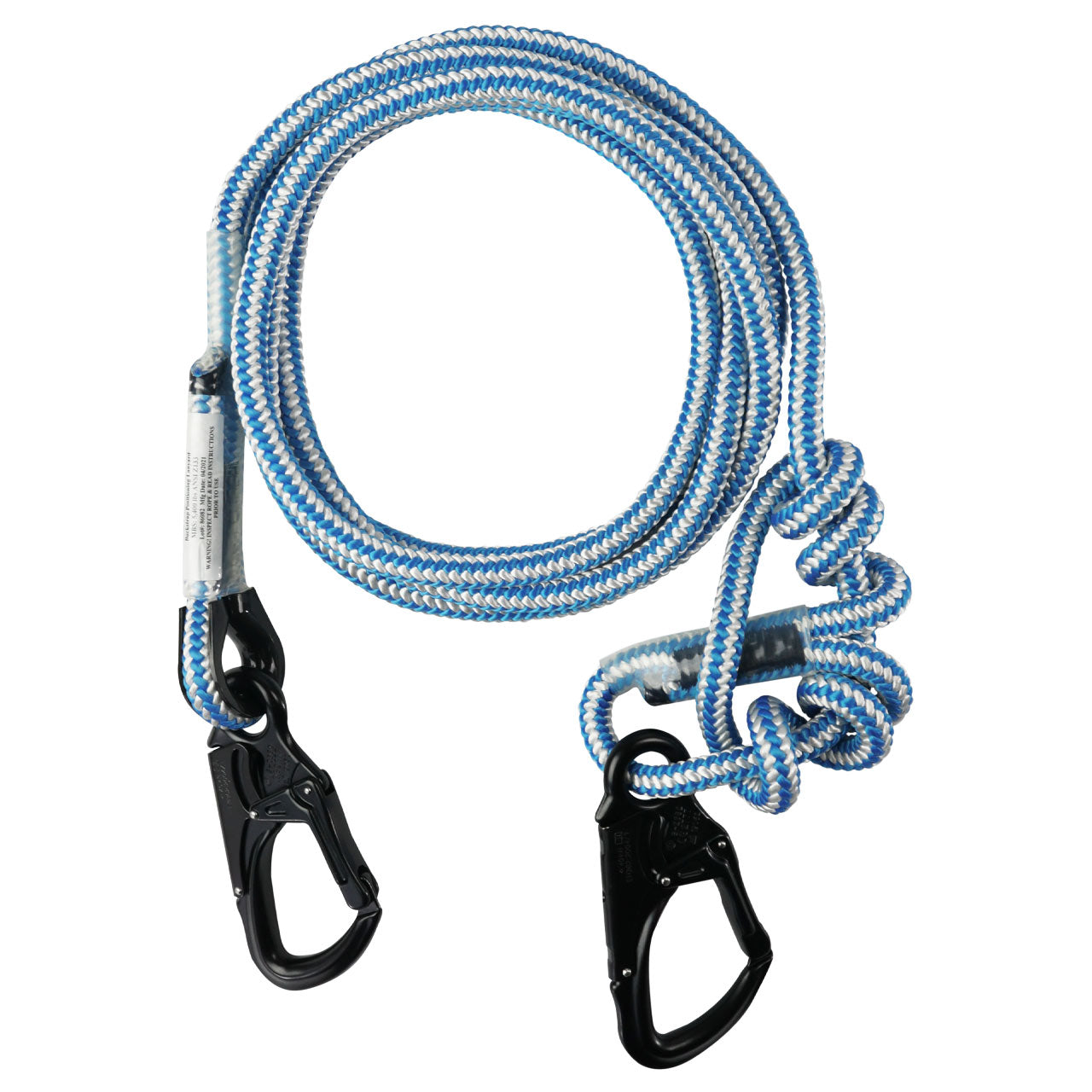 Pelican Rope Adjustable Buckstrap 1/2" Positioning Lanyard with Steel or Aluminum Snap Hooks - Professional Work Positioning
