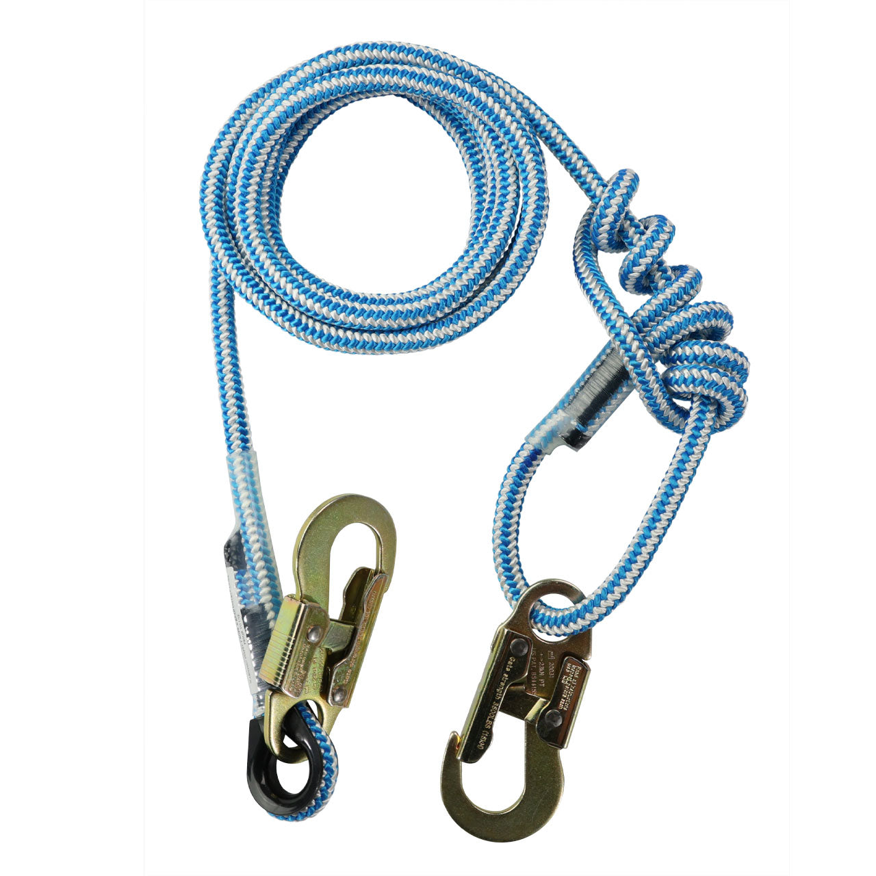 Pelican Rope Adjustable Buckstrap 1/2" Positioning Lanyard with Steel or Aluminum Snap Hooks - Professional Work Positioning