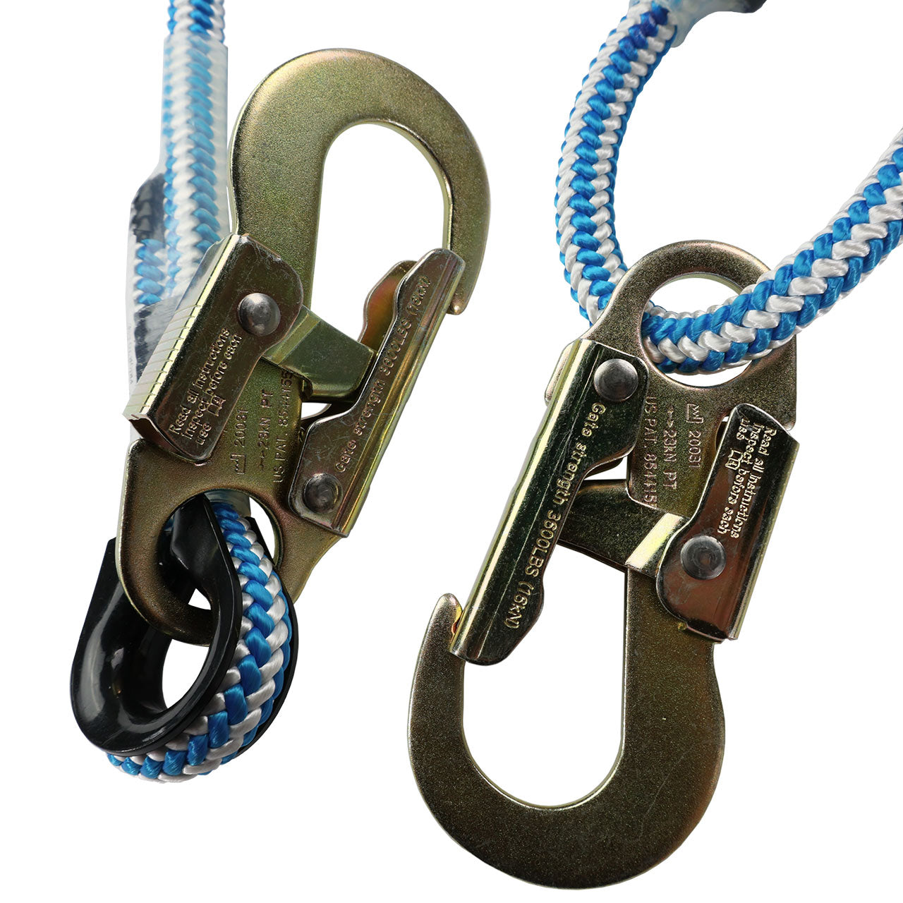Pelican Rope Adjustable Buckstrap 1/2" Positioning Lanyard with Steel or Aluminum Snap Hooks - Professional Work Positioning