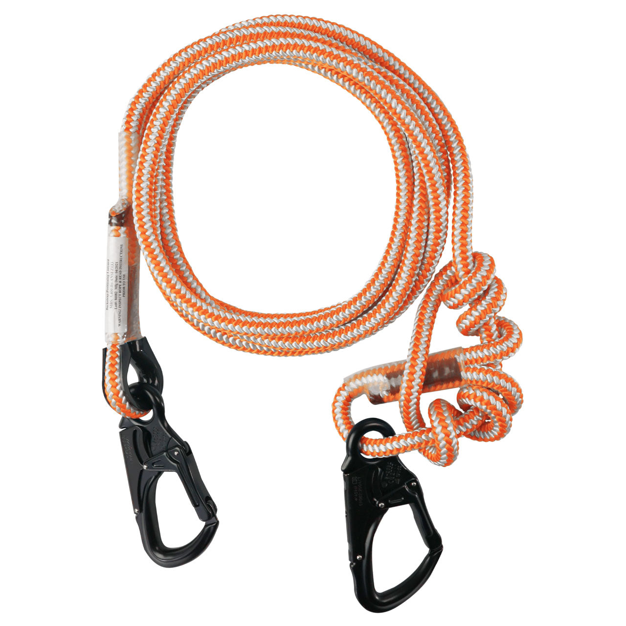 Pelican Rope Adjustable Buckstrap 1/2" Positioning Lanyard with Steel or Aluminum Snap Hooks - Professional Work Positioning