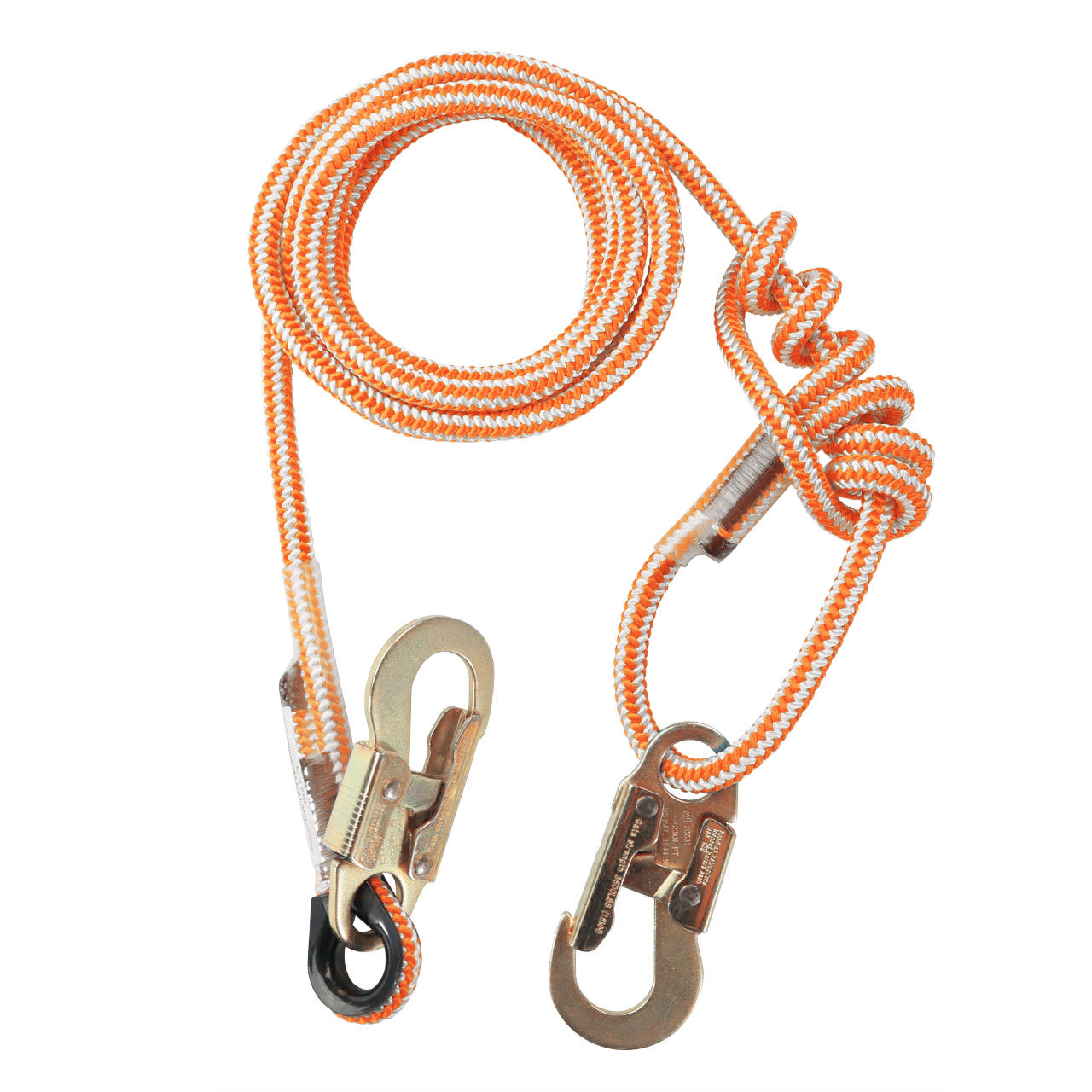 Pelican Rope Adjustable Buckstrap 1/2" Positioning Lanyard with Steel or Aluminum Snap Hooks - Professional Work Positioning