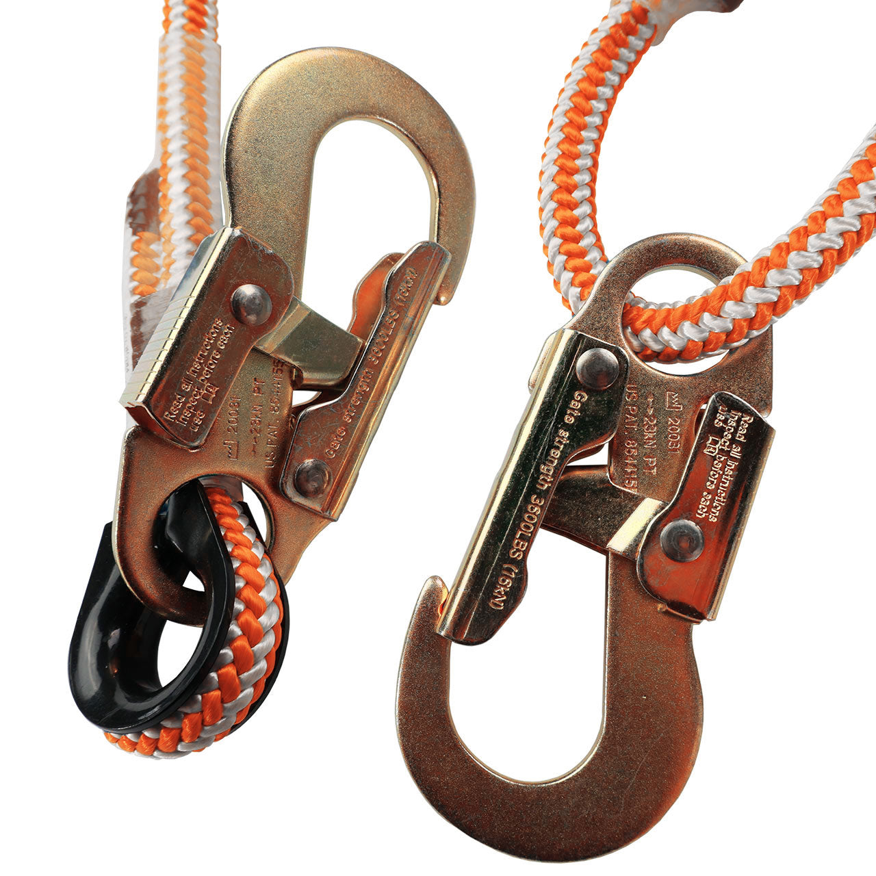 Pelican Rope Adjustable Buckstrap 1/2" Positioning Lanyard with Steel or Aluminum Snap Hooks - Professional Work Positioning