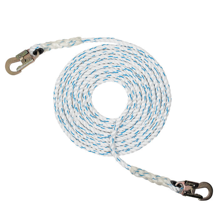 Pelican Rope 5/8" 3-Strand Composite Vertical Lifeline - Professional Dual Hook Safety Line