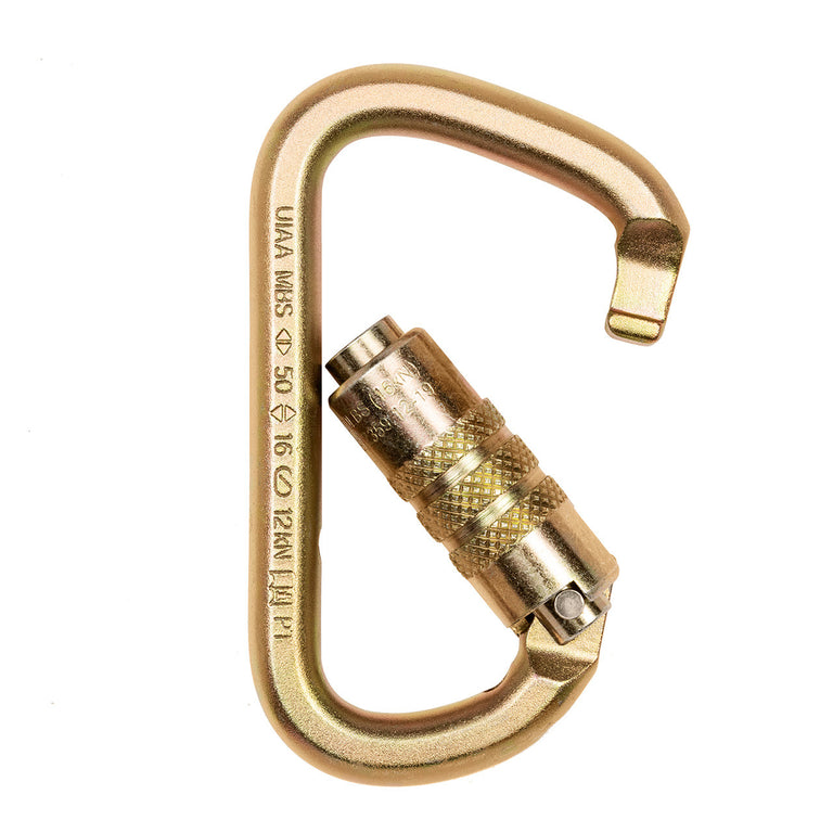 ProClimb 50kN Modified D Steel Carabiner - Twist Lock Gate - Professional Climbing & Rigging Hardware