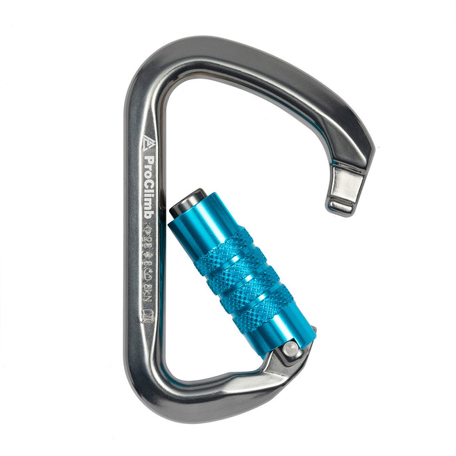 ProClimb Aluminum Big D Carabiner - Triple Lock Gate 28kN Professional Climbing Hardware