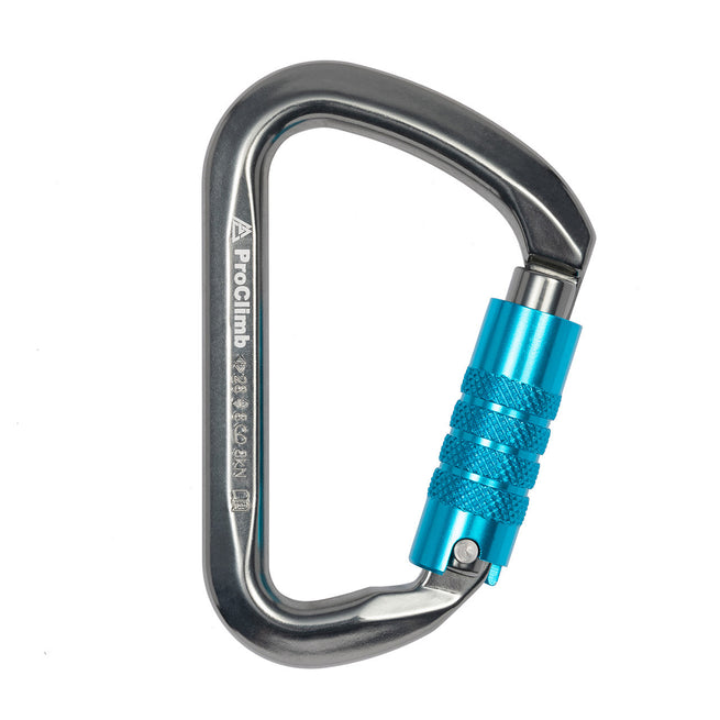 ProClimb Aluminum Big D Carabiner - Triple Lock Gate 28kN Professional Climbing Hardware