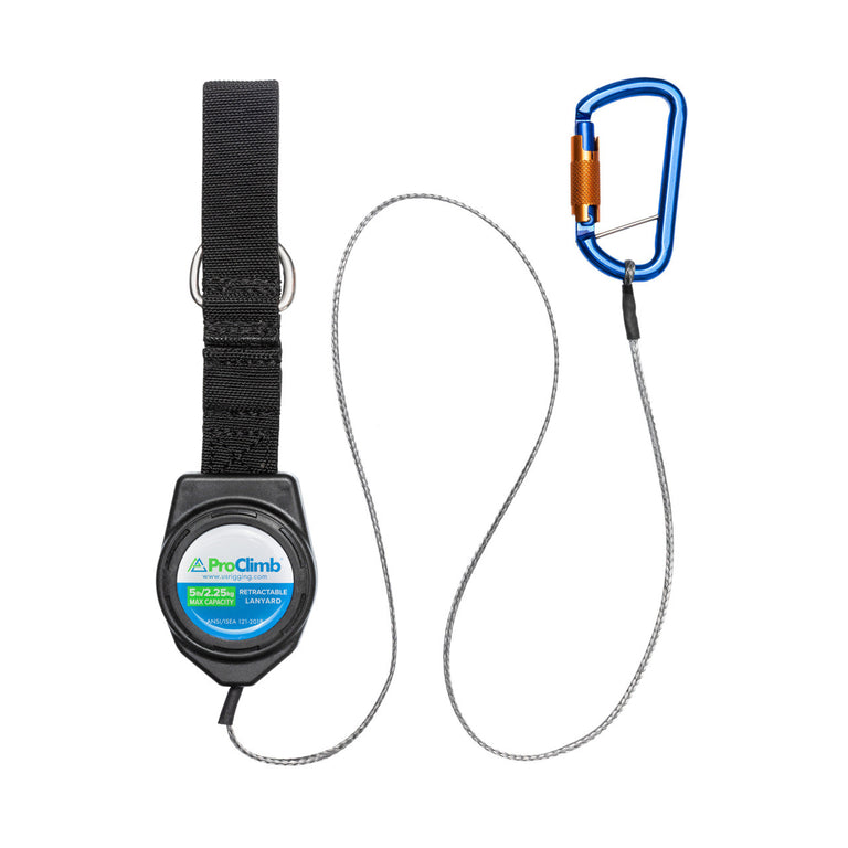 60" Retractable Tool Lanyard - ANSI 121 Certified - 5lb Capacity - Auto-Locking Carabiner - Non-Conductive
