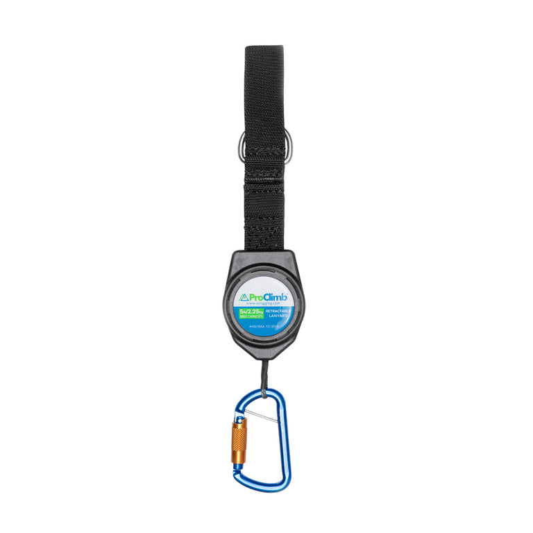 60" Retractable Tool Lanyard - ANSI 121 Certified - 5lb Capacity - Auto-Locking Carabiner - Non-Conductive