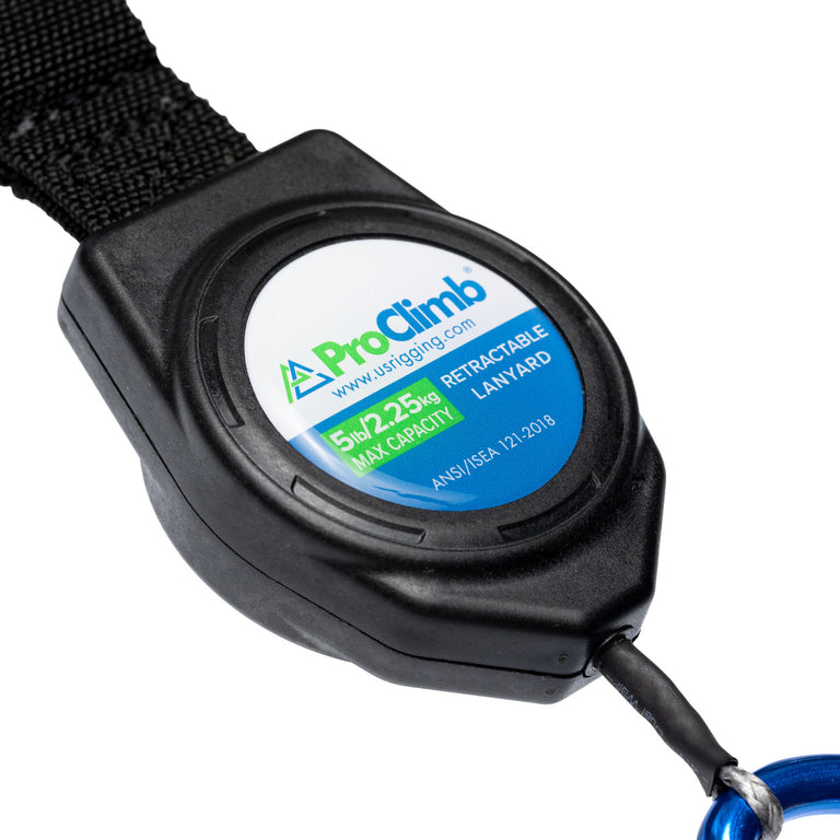 60" Retractable Tool Lanyard - ANSI 121 Certified - 5lb Capacity - Auto-Locking Carabiner - Non-Conductive