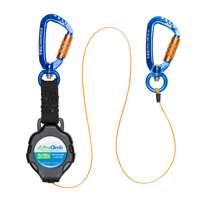 ProClimb 42" Retractable Self-Locking Tool Lanyard - 1lb Capacity with Carabiner Attachment